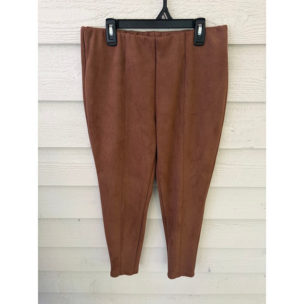 Curations Brown Faux Suede Pull-On Leggings Pants Size Medium - Picture 2 of 6